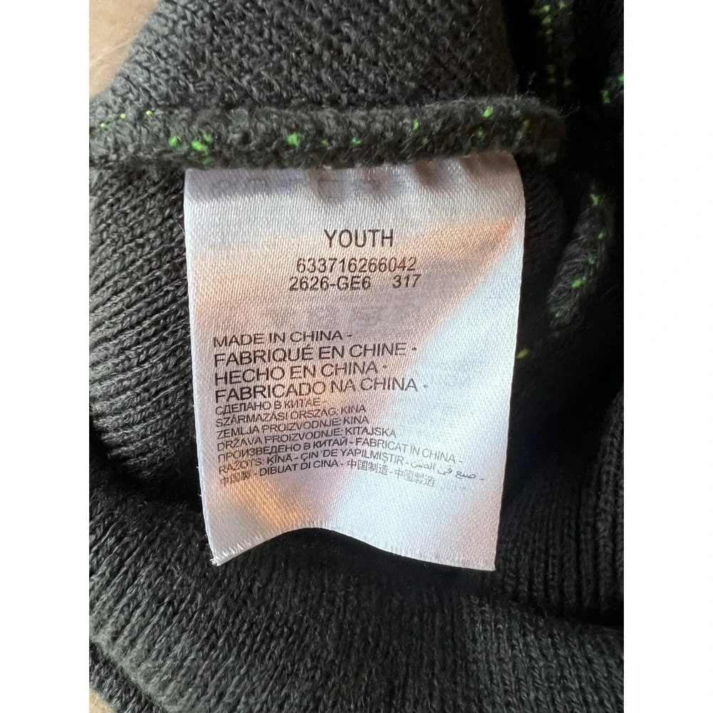 Nike‎ Youth Pom Beanie Hat Neon Green Gray Swoosh Logo Winter Warm